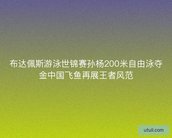 布达佩斯游泳世锦赛孙杨200米自由泳夺金中国飞鱼再展王者风范
